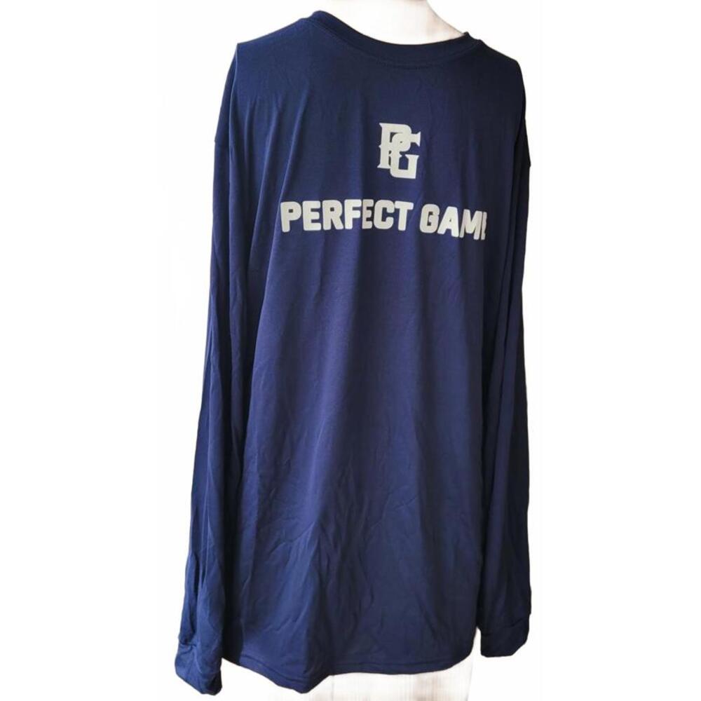 Perfect Game Men Player Long Sleeve Active Sports Apparel Blue Shirt Top Size L